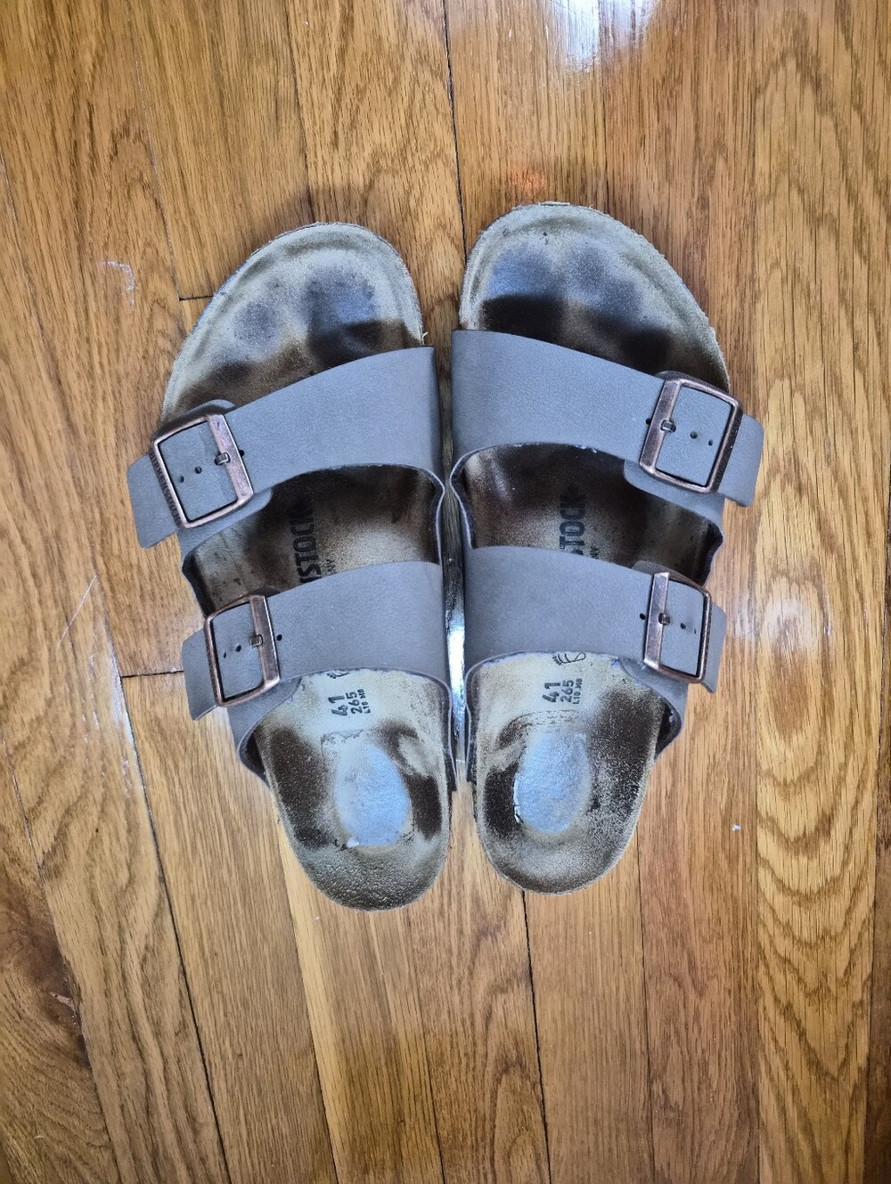 Twin-strap Buckle Sandals in Taupe